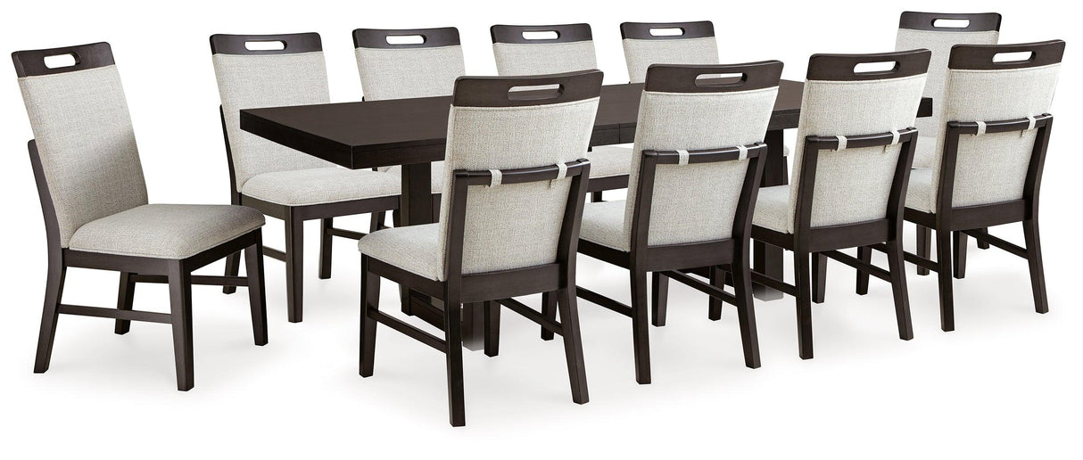 Neymorton Dark Grayish Brown Dining Table and 10 Chairs by Ashley at Eve Furniture