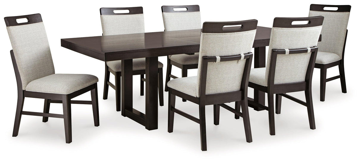 Neymorton Dark Grayish Brown Dining Table and 6 Chairs by Ashley at Eve Furniture