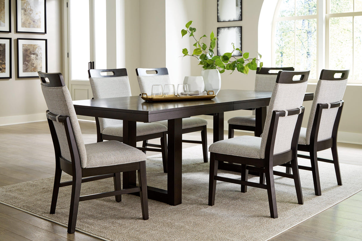 Neymorton Dark Grayish Brown Dining Table and 6 Chairs by Ashley at Eve Furniture