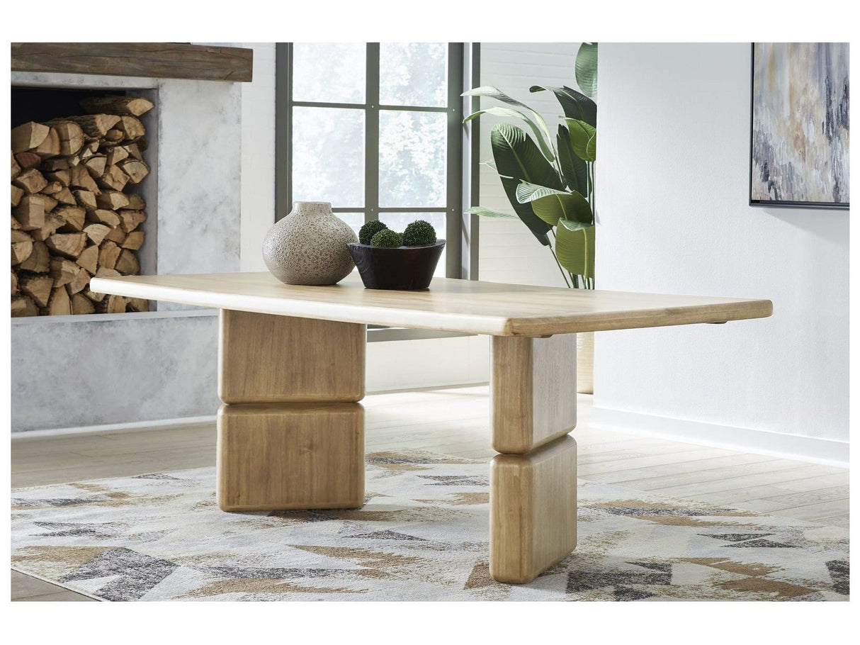 Nia Rectangular Acacia Wood Dining Table in Lioness by Modus Furniture at Eve Furniture