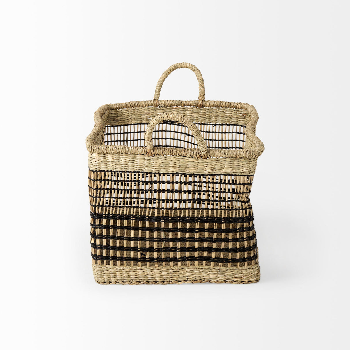 Nia (Set of 2) Light Brown Seagrass Rectangular Basket with Handles by Mercana at Eve Furniture