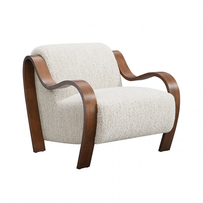 Niari Egret Beige / Walnut Accent Chair by Furniture of America at Eve Furniture