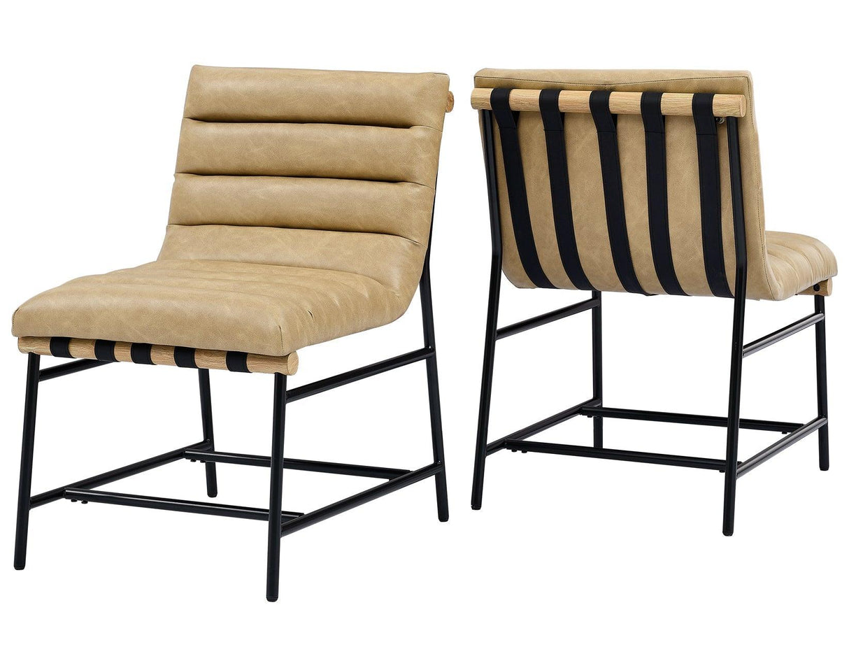 Nicco 20″ Side Chair, Sand Vegan Leather Fabric by Steve Silver at Eve Furniture