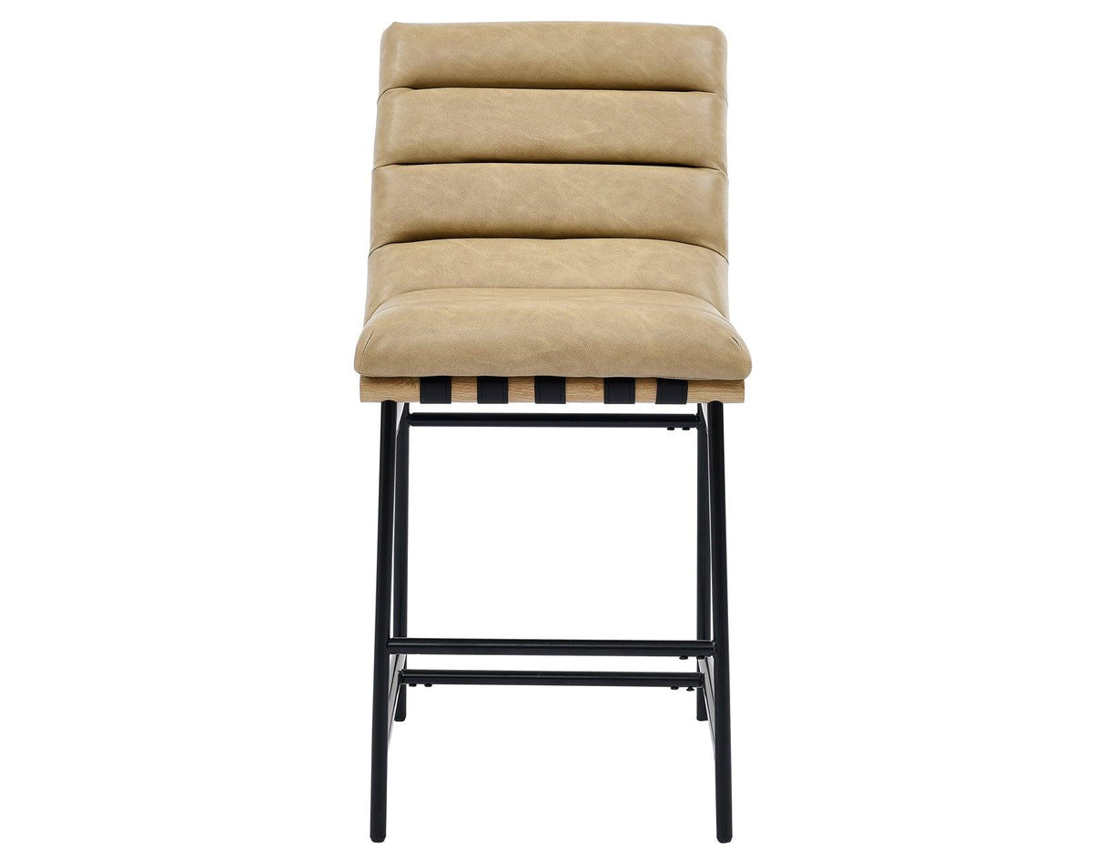 Nicco 24″ Counter Stool, Sand Vegan Leather Set of 2 by Steve Silver at Eve Furniture