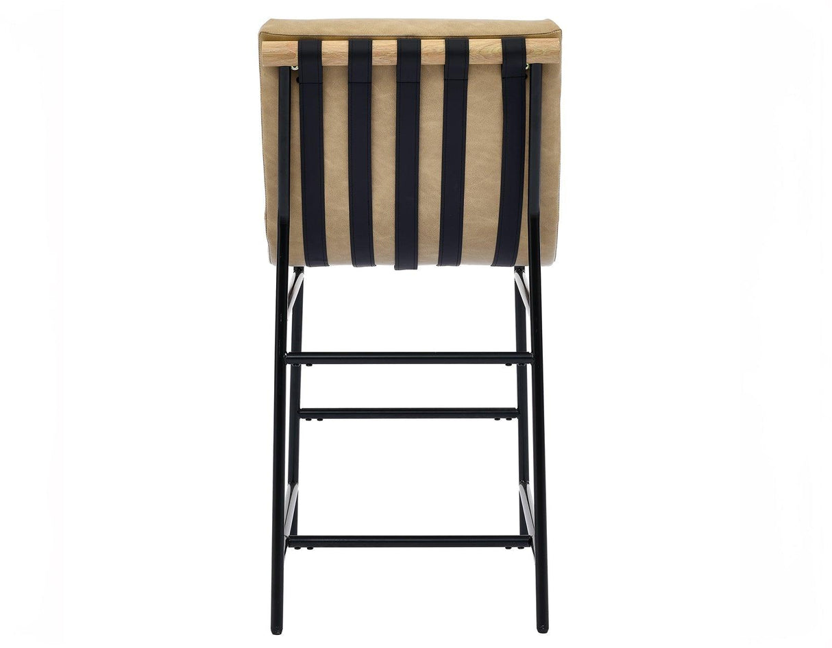 Nicco 30-inch Bar Chair, Sand Vegan Leather Fabric by Steve Silver at Eve Furniture