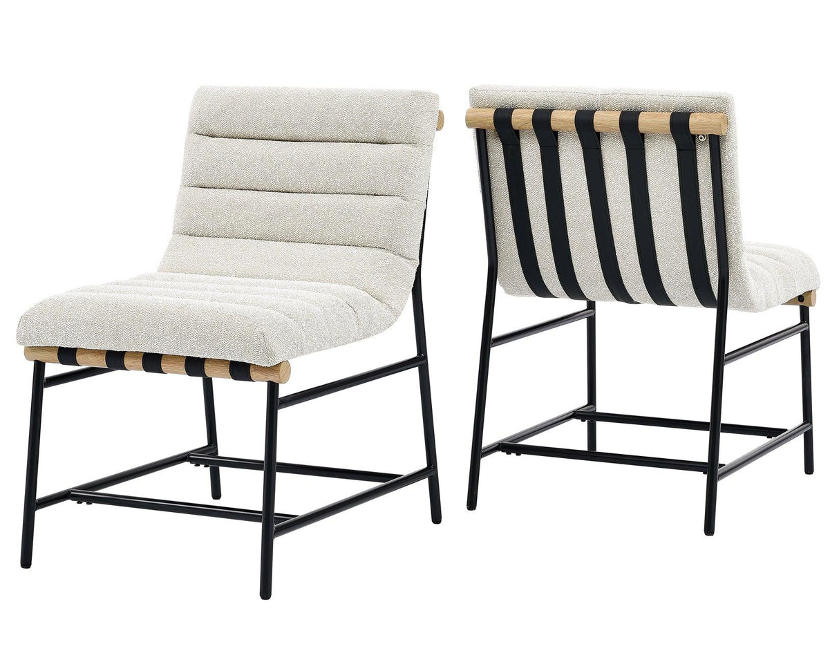 Nicco 20″ Side Chair, Eggshell Polyester Fabric by Steve Silver at Eve Furniture