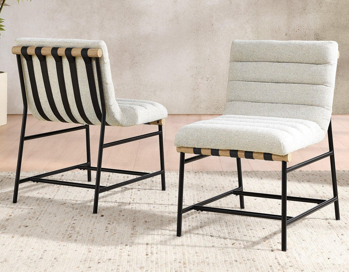 Nicco 20″ Side Chair, Eggshell Polyester Fabric by Steve Silver at Eve Furniture