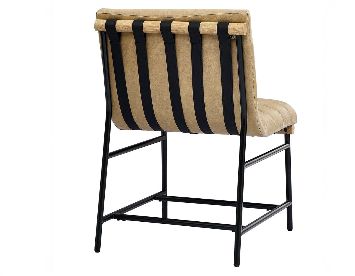Nicco 20″ Side Chair, Sand Vegan Leather Fabric by Steve Silver at Eve Furniture