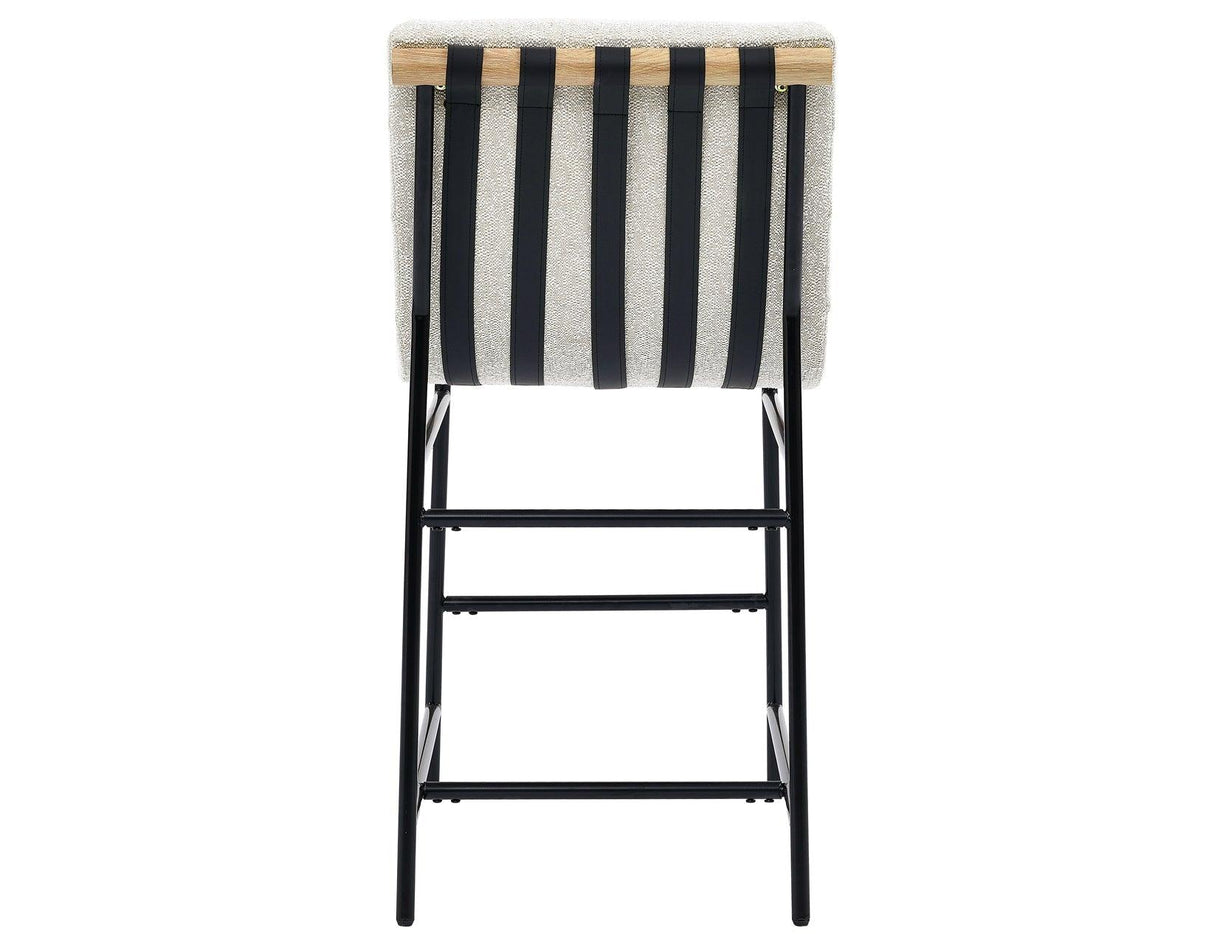Nicco 24-inch Eggshell Polyester Fabric Counter Stool with Black Iron Base by Steve Silver at Eve Furniture