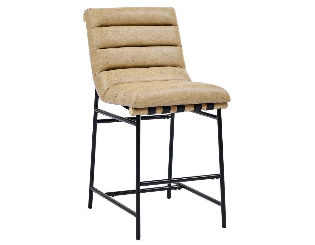 Nicco 30-inch Bar Chair, Sand Vegan Leather Fabric by Steve Silver at Eve Furniture