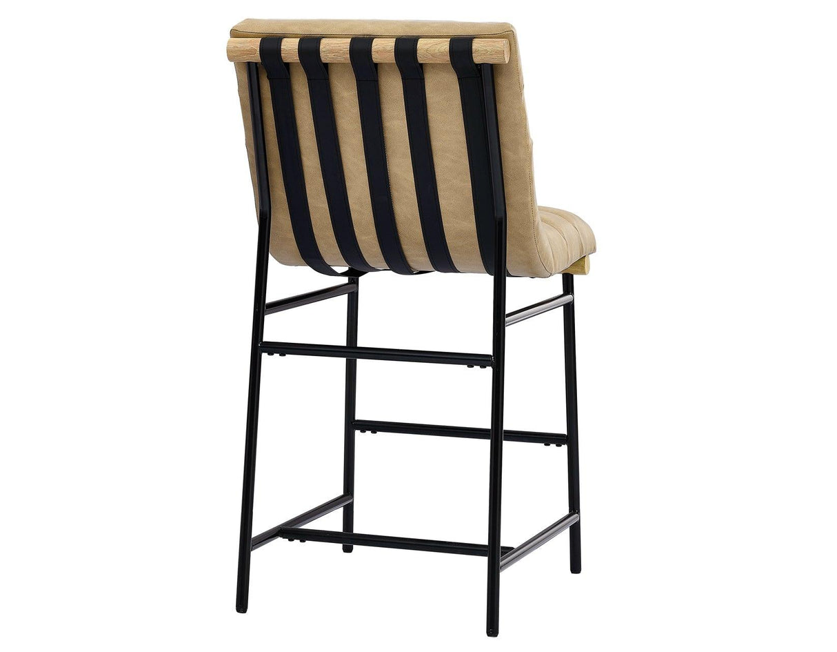 Nicco 30-inch Bar Chair, Sand Vegan Leather Fabric by Steve Silver at Eve Furniture