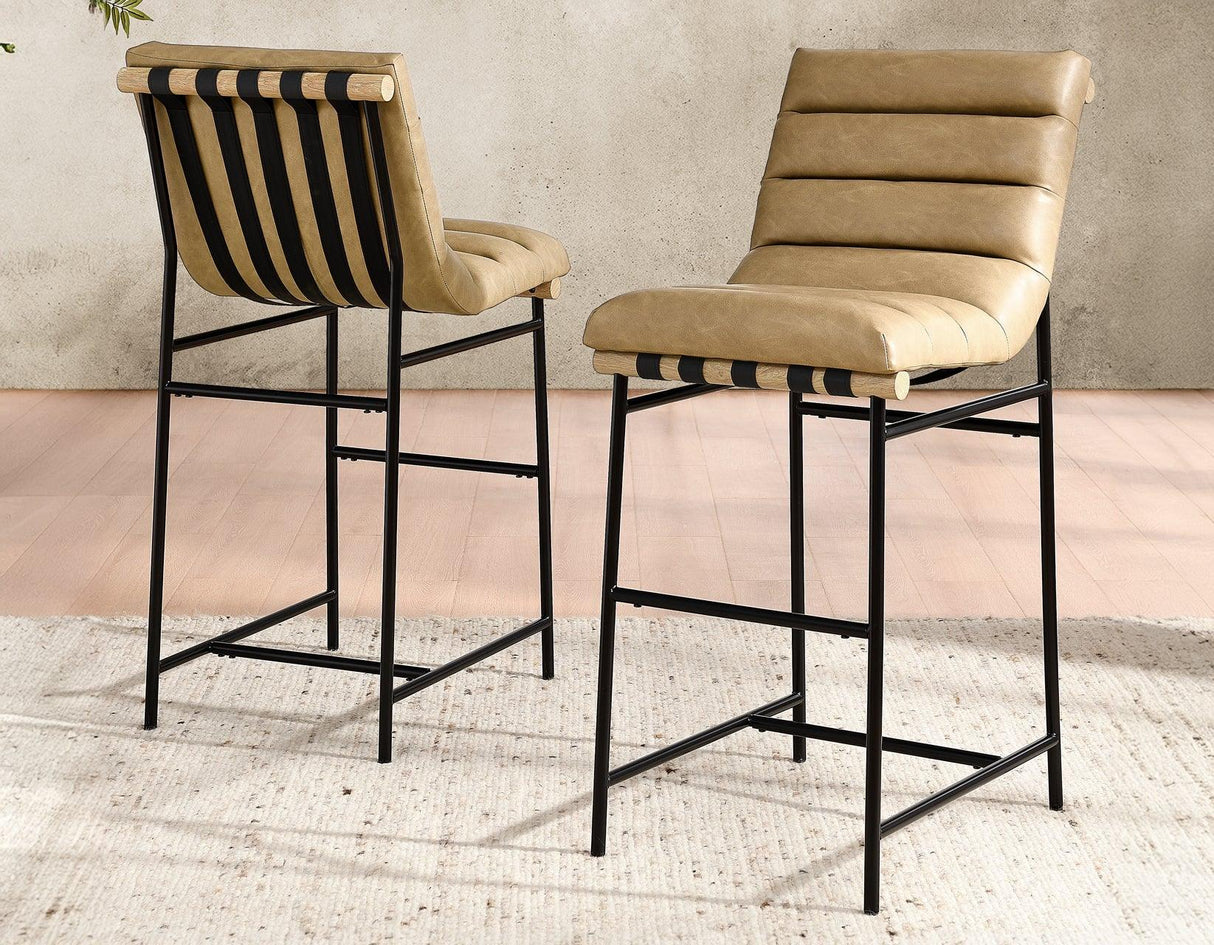 Nicco 30-inch Bar Chair, Sand Vegan Leather Fabric by Steve Silver at Eve Furniture