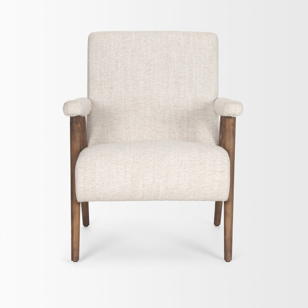 Nico Oatmeal Upholstered w/ Brown Wood Accent Chair by Mercana at Eve Furniture