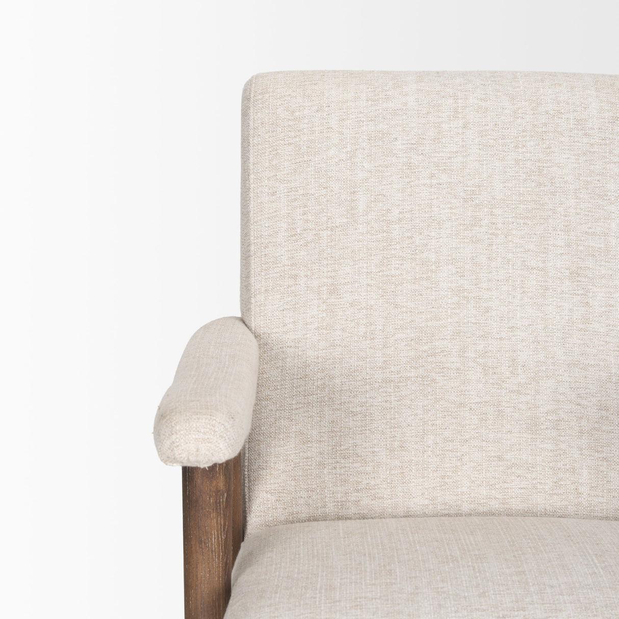 Nico Oatmeal Upholstered w/ Brown Wood Accent Chair by Mercana at Eve Furniture
