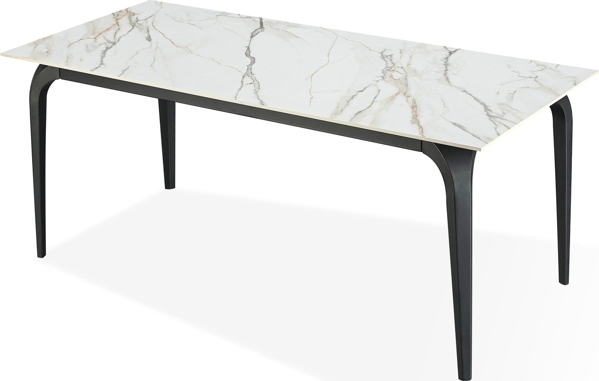 Nicoya White/Black Stone Top Rectangular Dining Table by Modus Furniture at Eve Furniture