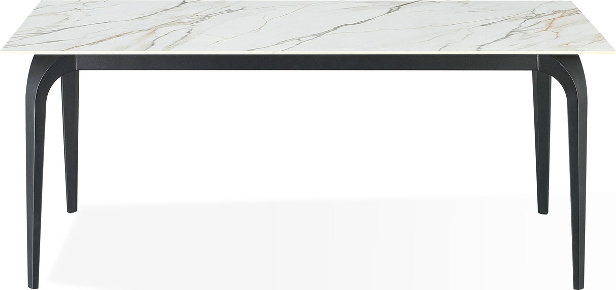 Nicoya White/Black Stone Top Rectangular Dining Table by Modus Furniture at Eve Furniture