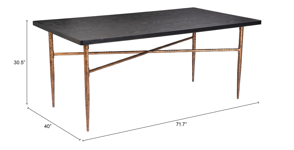 Nida Dining Table Black & Bronze by Zuomod at Eve Furniture
