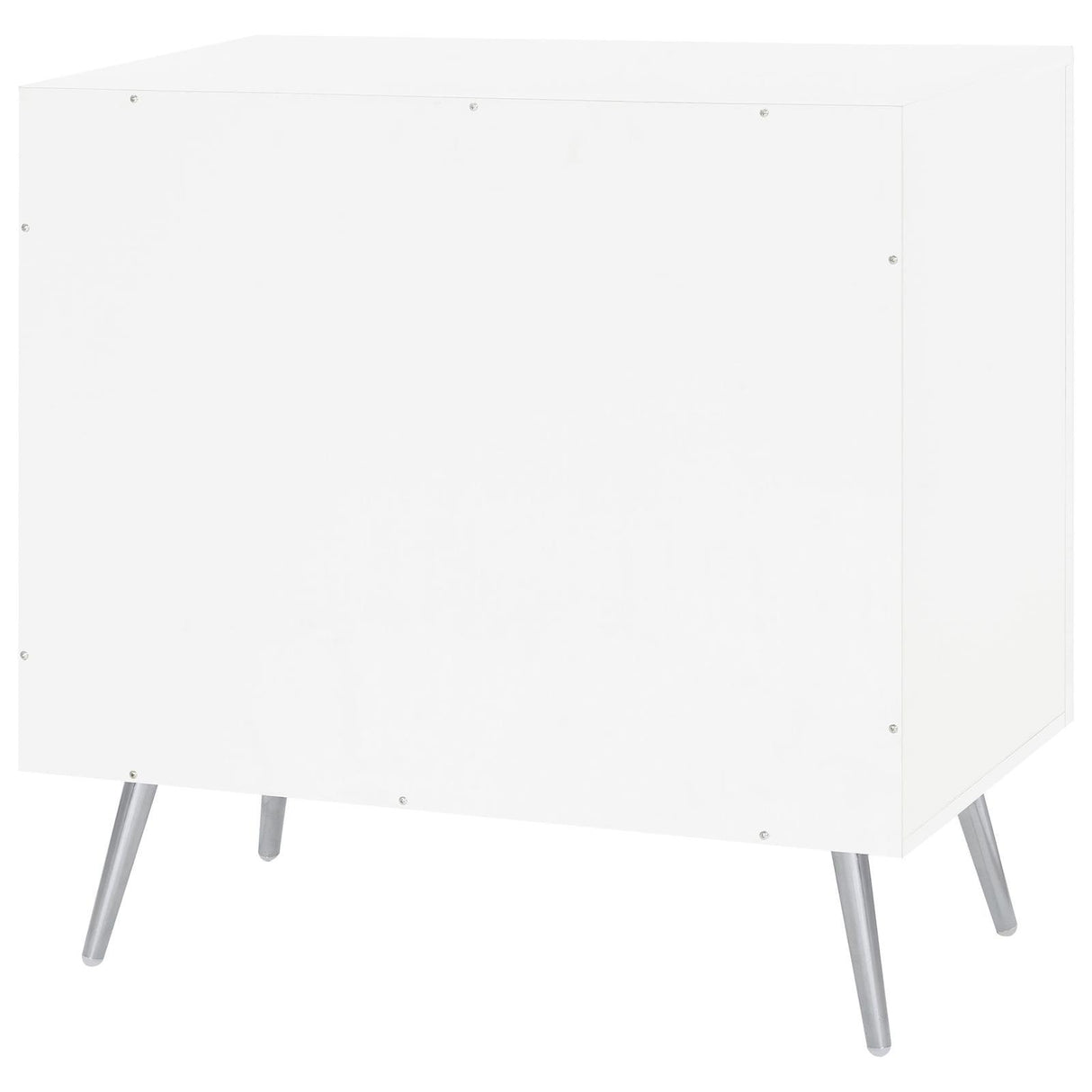 Nieta White High Gloss/Chrome 2-Tier Accent Cabinet with Glass Shelf by Coaster at Eve Furniture