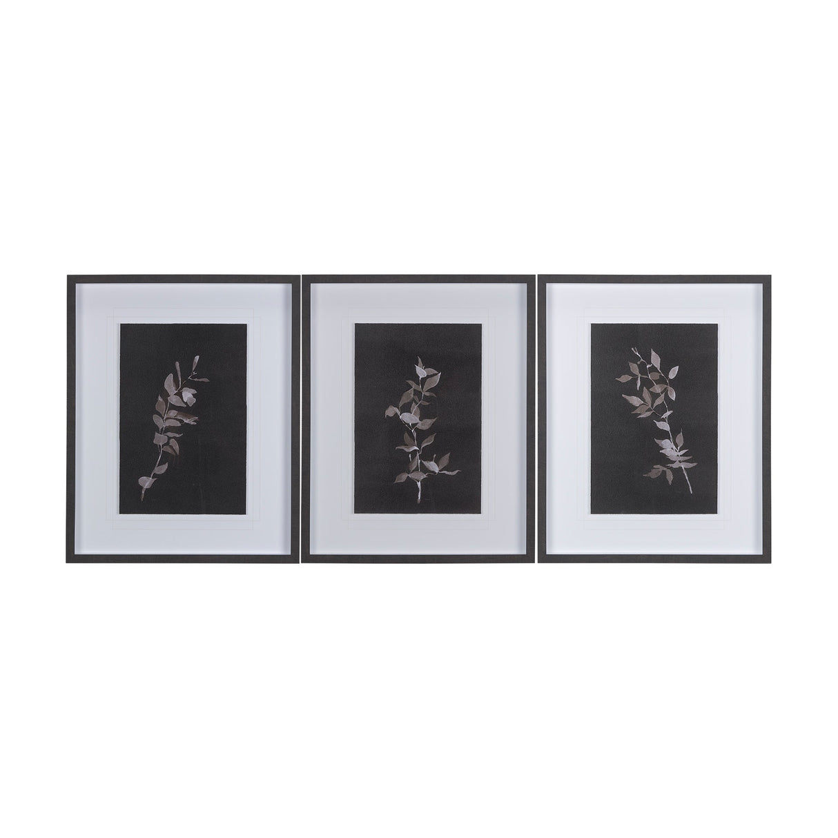 Night Leaves II by Mercana Studio a Hand Embellished Textured Framed Art Print Matted under Glass by Mercana at Eve Furniture