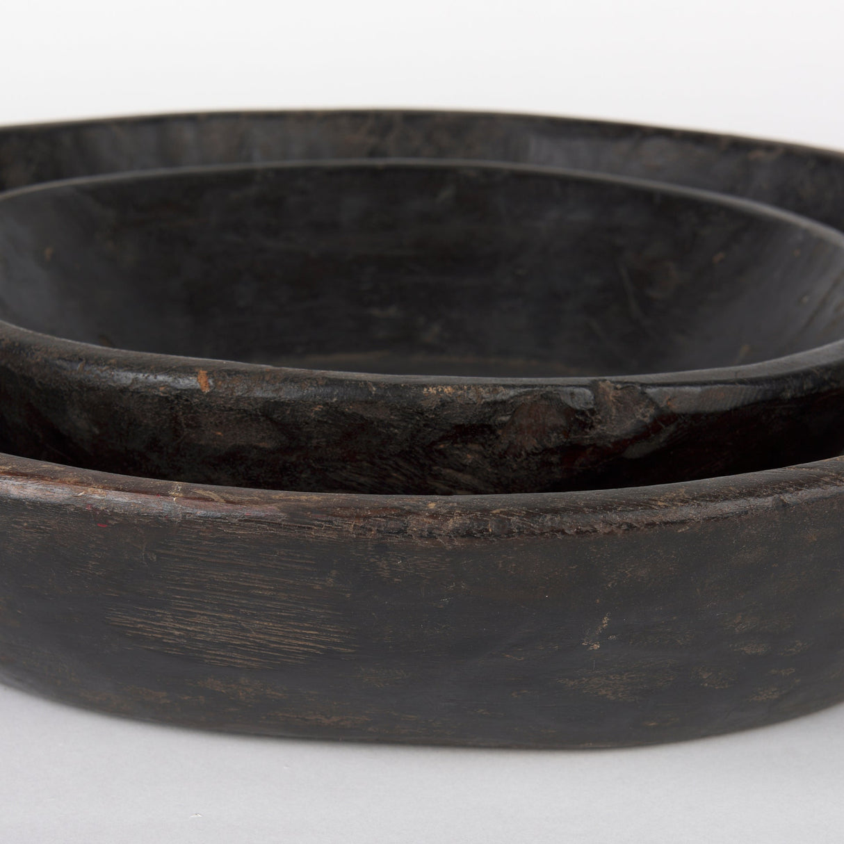 Nikita Set of 2 Large Black-Brown Reclaimed Wood Bowls by Mercana at Eve Furniture