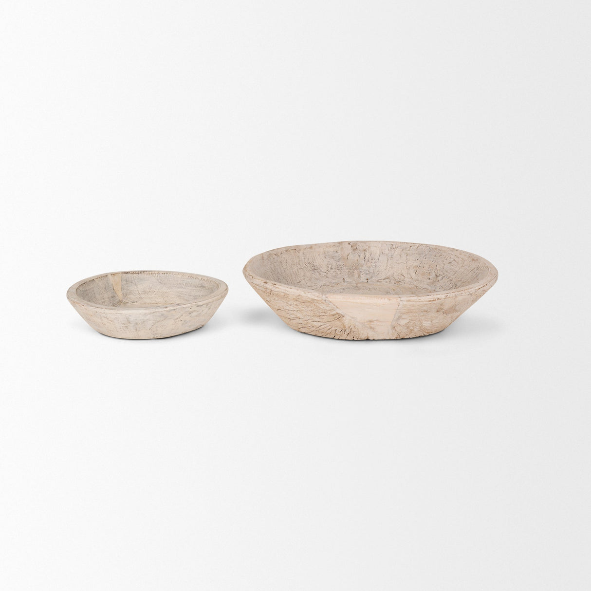 Nikita Set of 2 Large Light-Wash Reclaimed Wood Bowls by Mercana at Eve Furniture