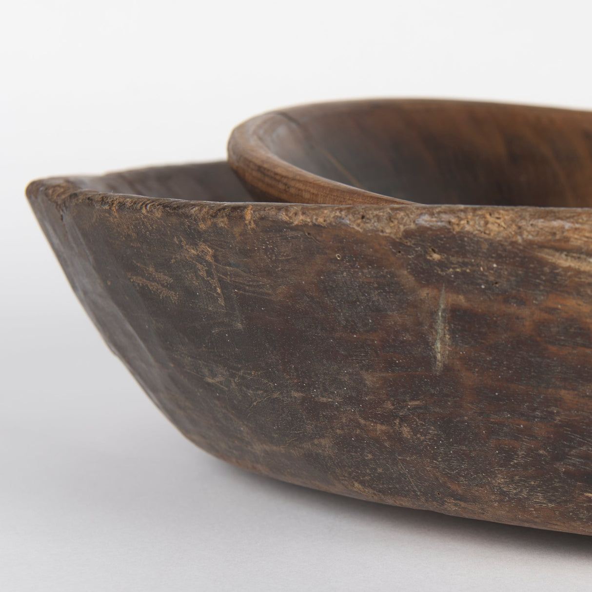Nikita Set of 2 Large Medium Brown Reclaimed Wood Bowls by Mercana at Eve Furniture