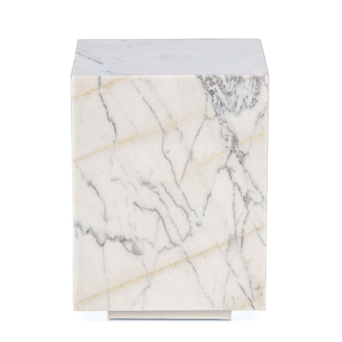 Nile 15" Drum Side Table in Alabaster Marble by Home Trends & Design at Eve Furniture