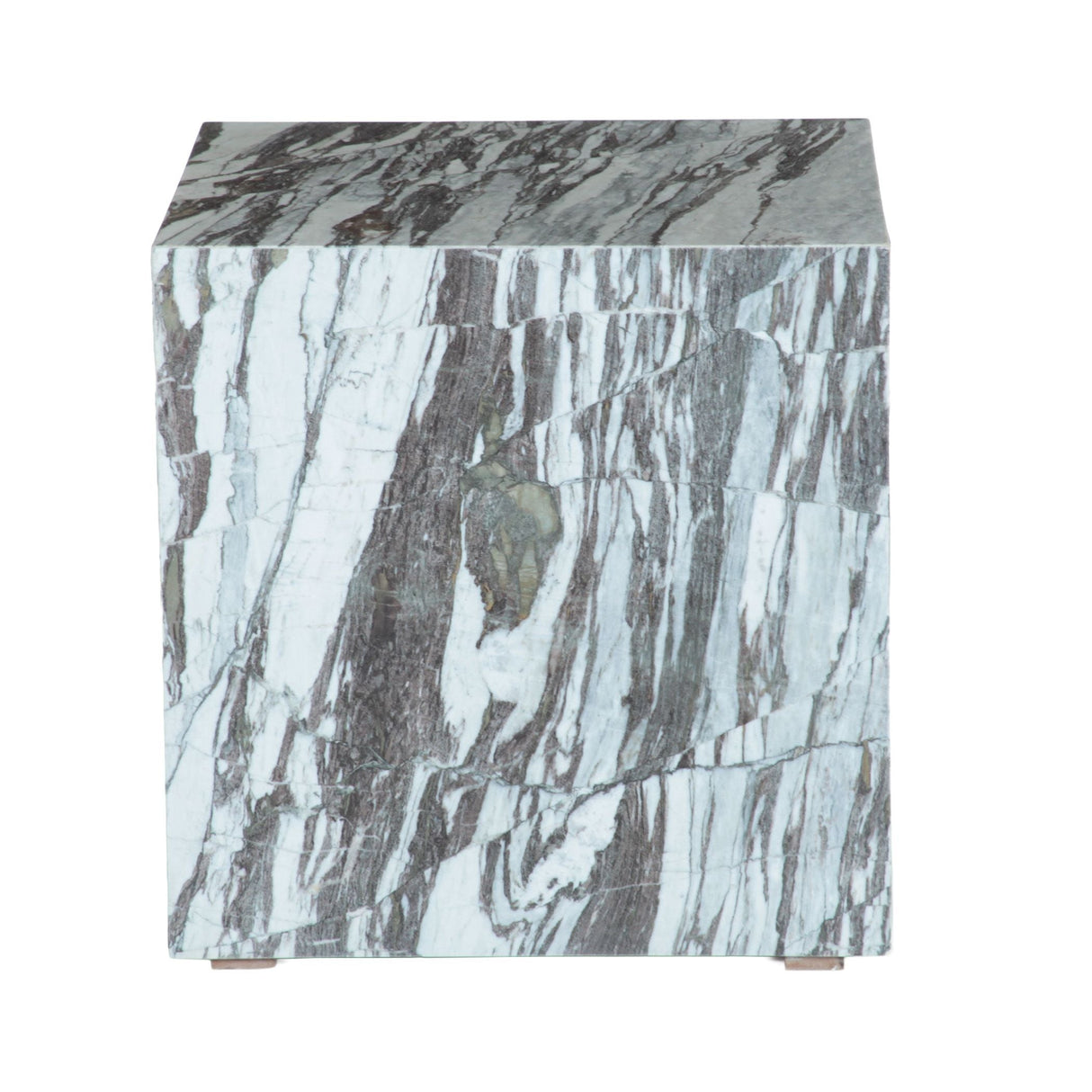 Nile 18" Drum Side Table in Calacatta Viola Marble