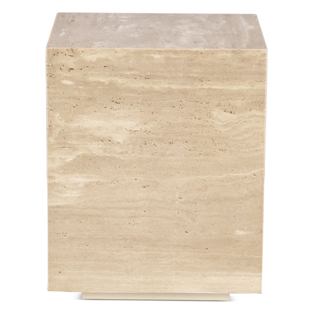 Nile 18" Drum Side Table in Travertine Stone by Home Trends & Design at Eve Furniture