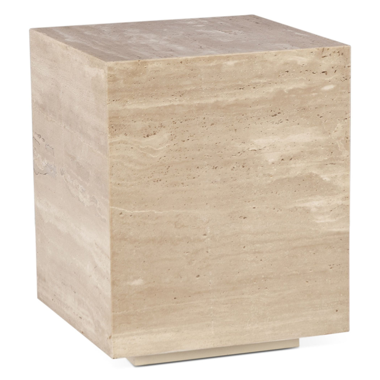 Nile 18" Drum Side Table in Travertine Stone by Home Trends & Design at Eve Furniture