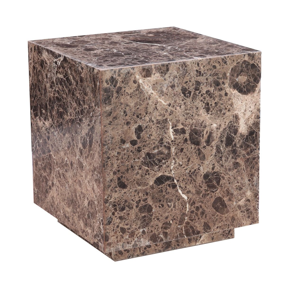 Nile 22" Drum Side Table in Dark Emperador Marble by Home Trends & Design at Eve Furniture