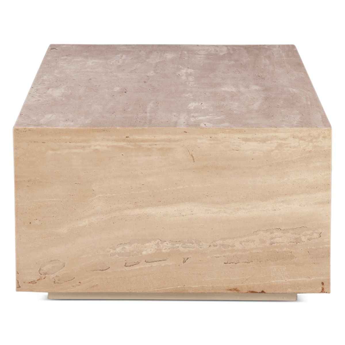 Nile 50" Drum Coffee Table in Travertine Stone by Home Trends & Design at Eve Furniture