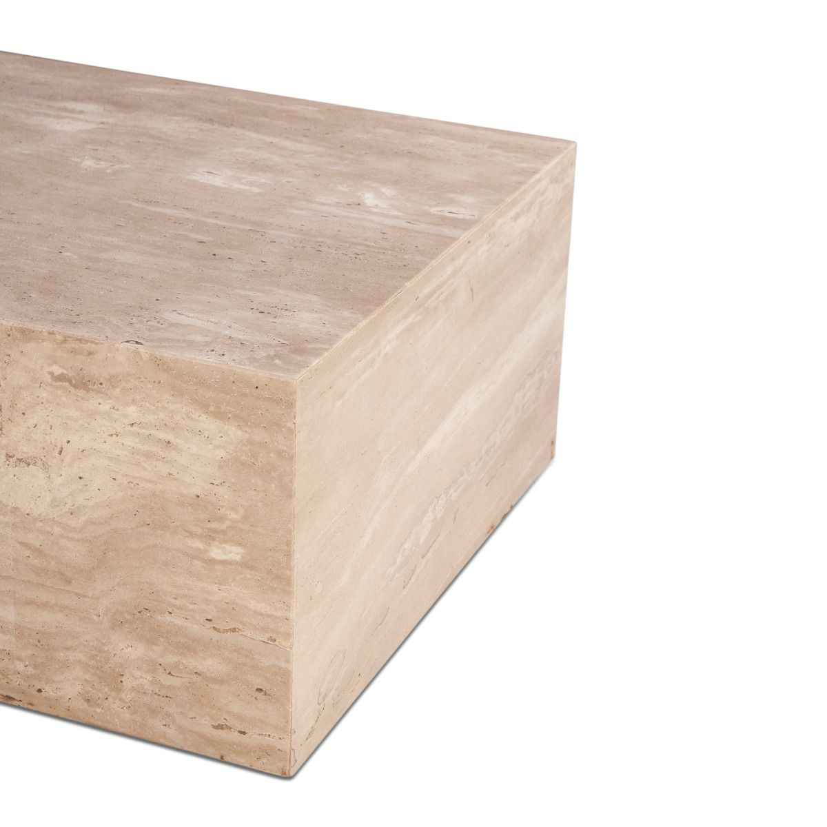 Nile 50" Drum Coffee Table in Travertine Stone by Home Trends & Design at Eve Furniture