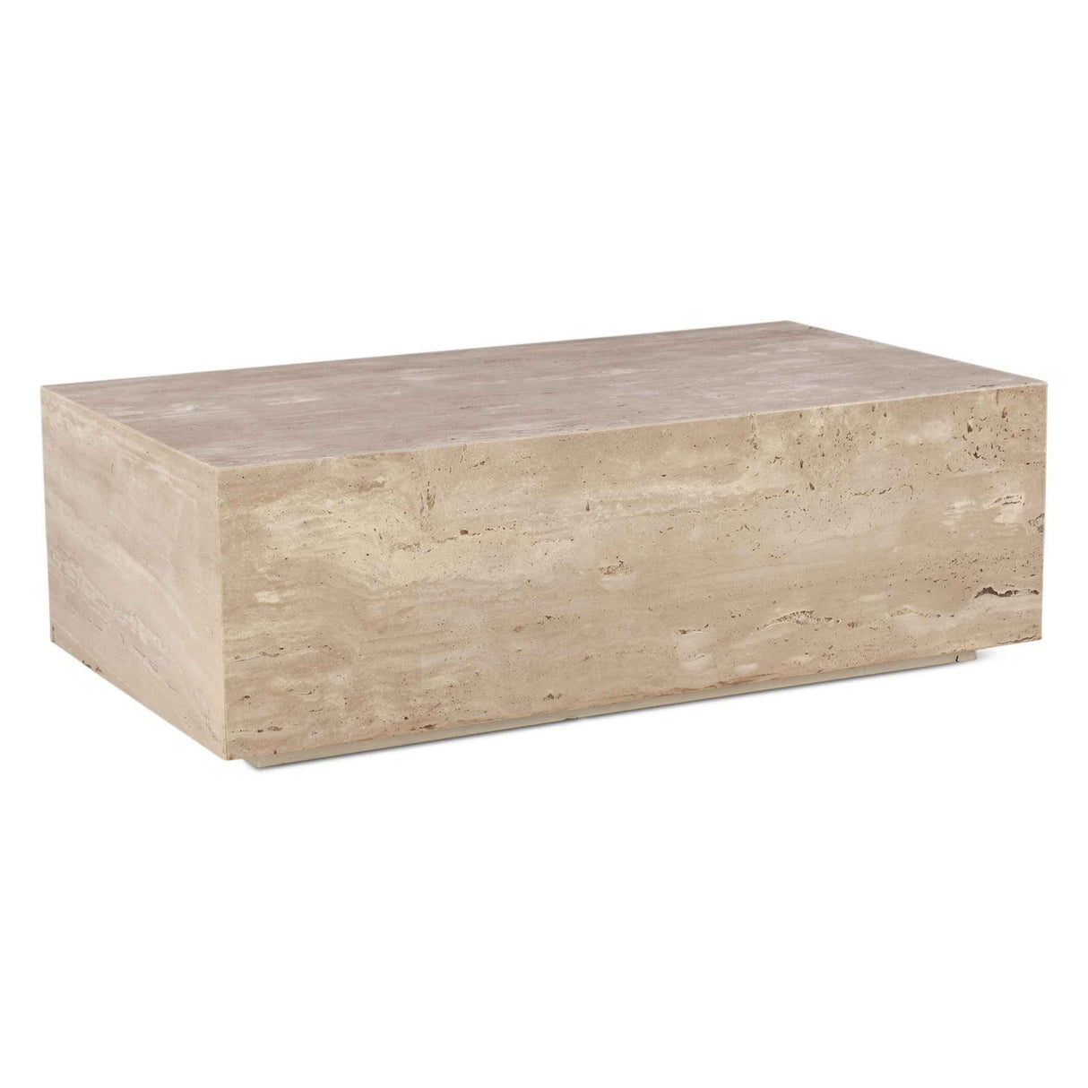 Nile 50" Drum Coffee Table in Travertine Stone by Home Trends & Design at Eve Furniture