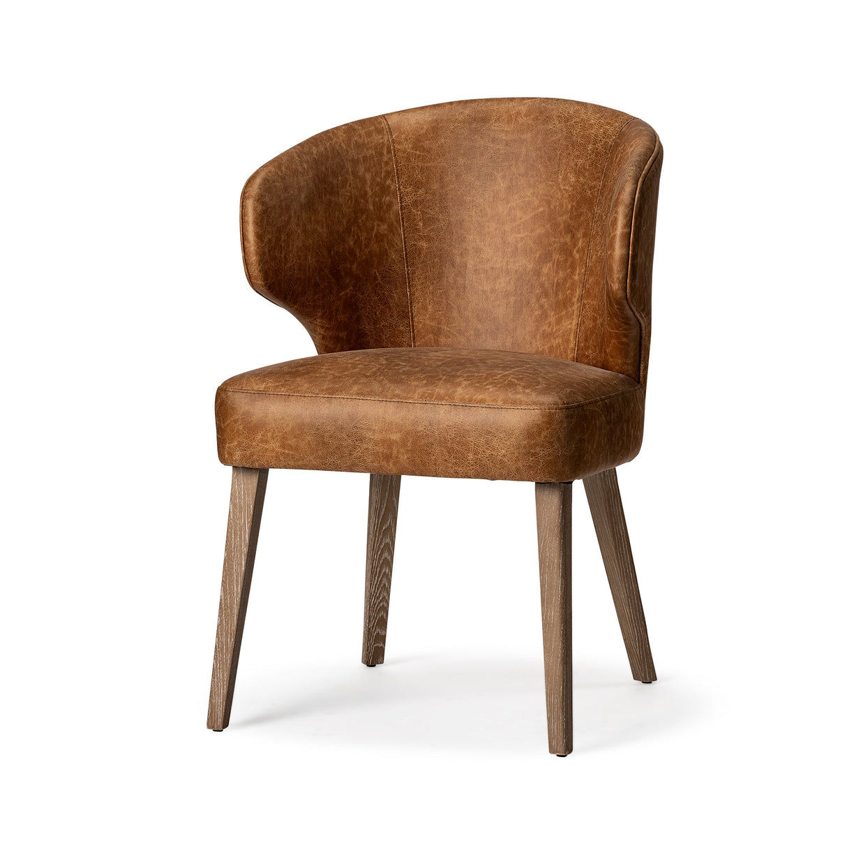 Niles 22.5L x 24.0W x 32.0H Brown Faux Leather Seat W/Brown Wooden Legs Wingback Dining Chair by Mercana at Eve Furniture