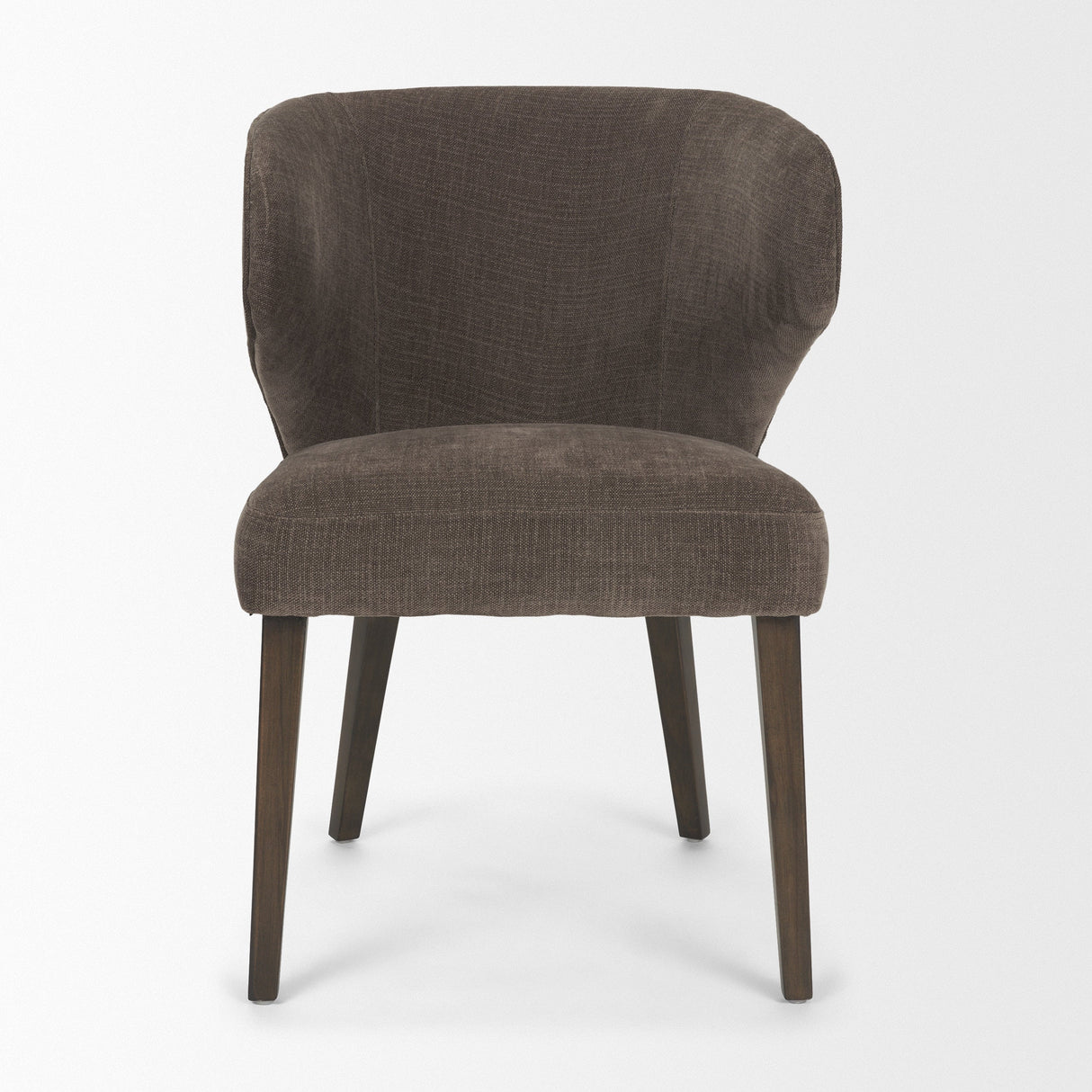 Niles Brown Fabric W/ Dark Brown Wooden Legs Wingback Dining Chair by Mercana at Eve Furniture