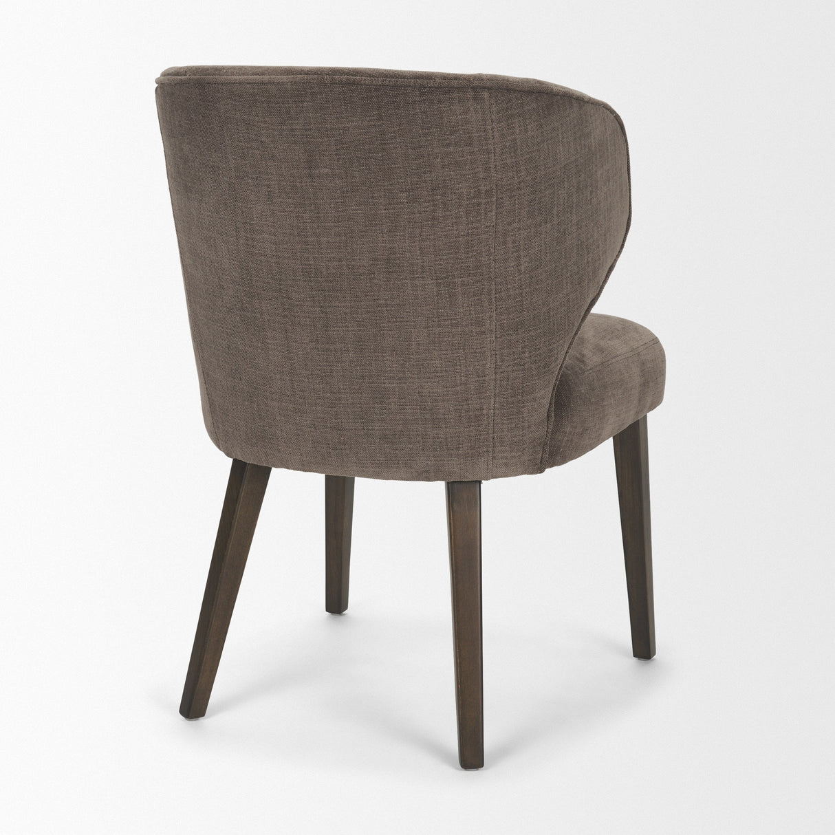 Niles Brown Fabric W/ Dark Brown Wooden Legs Wingback Dining Chair by Mercana at Eve Furniture