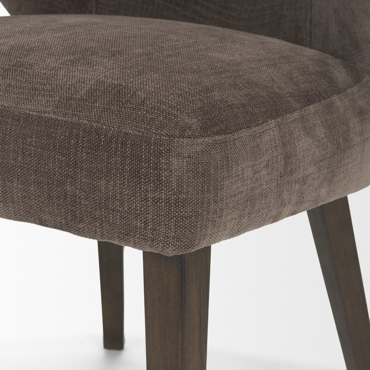 Niles Brown Fabric W/ Dark Brown Wooden Legs Wingback Dining Chair by Mercana at Eve Furniture