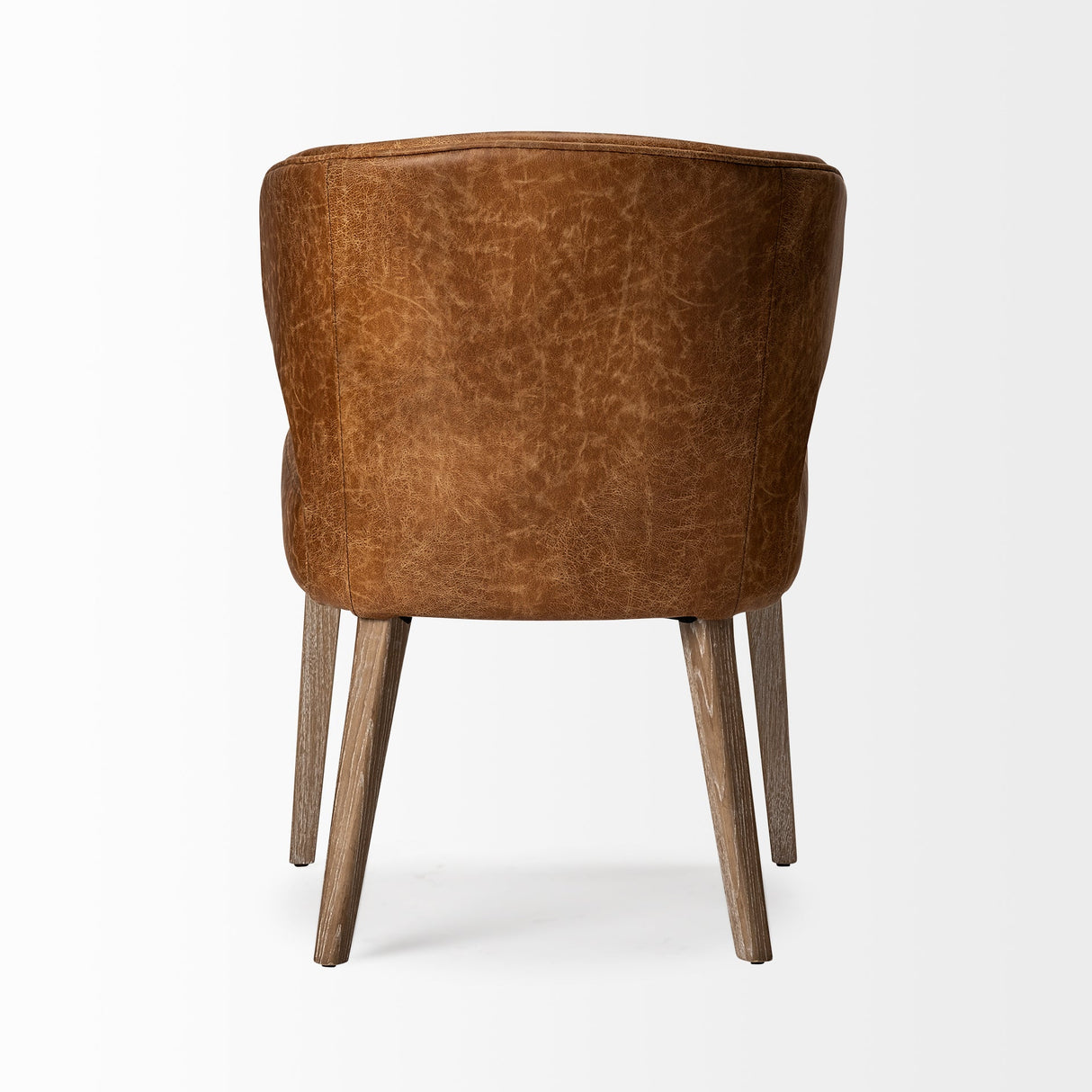 Niles Brown Faux Leather Seat W/Brown Wooden Legs Wingback Dining Chair by Mercana at Eve Furniture