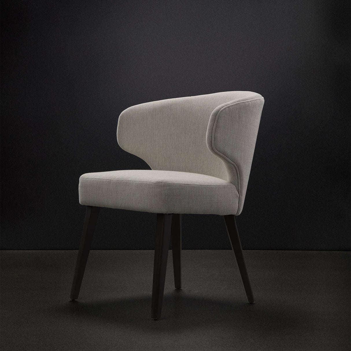 Niles Cream Fabric Seat W/ Dark Brown Wooden Legs Wingback Dining Chair by Mercana at Eve Furniture