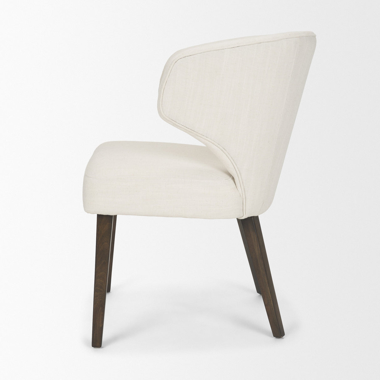 Niles Cream Fabric Seat W/ Dark Brown Wooden Legs Wingback Dining Chair by Mercana at Eve Furniture