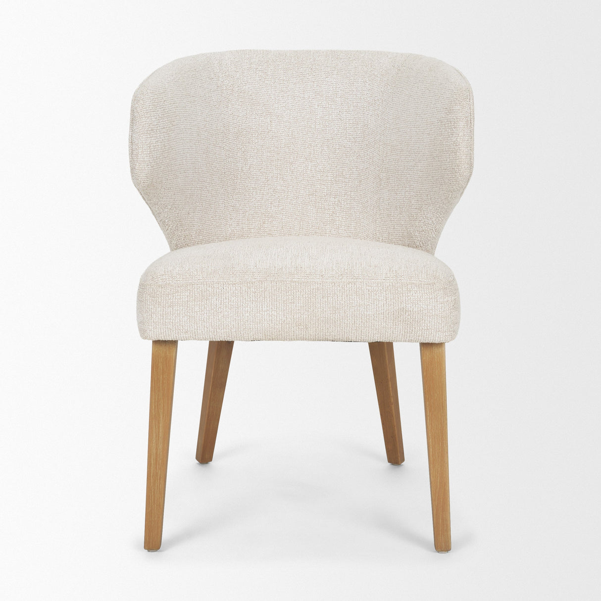 Niles 22.5L x 24.5W x 32H Cream Fabric Seat W/ Med Brown Wooden Legs Wingback Dining Chair (G520-4A) by Mercana at Eve Furniture