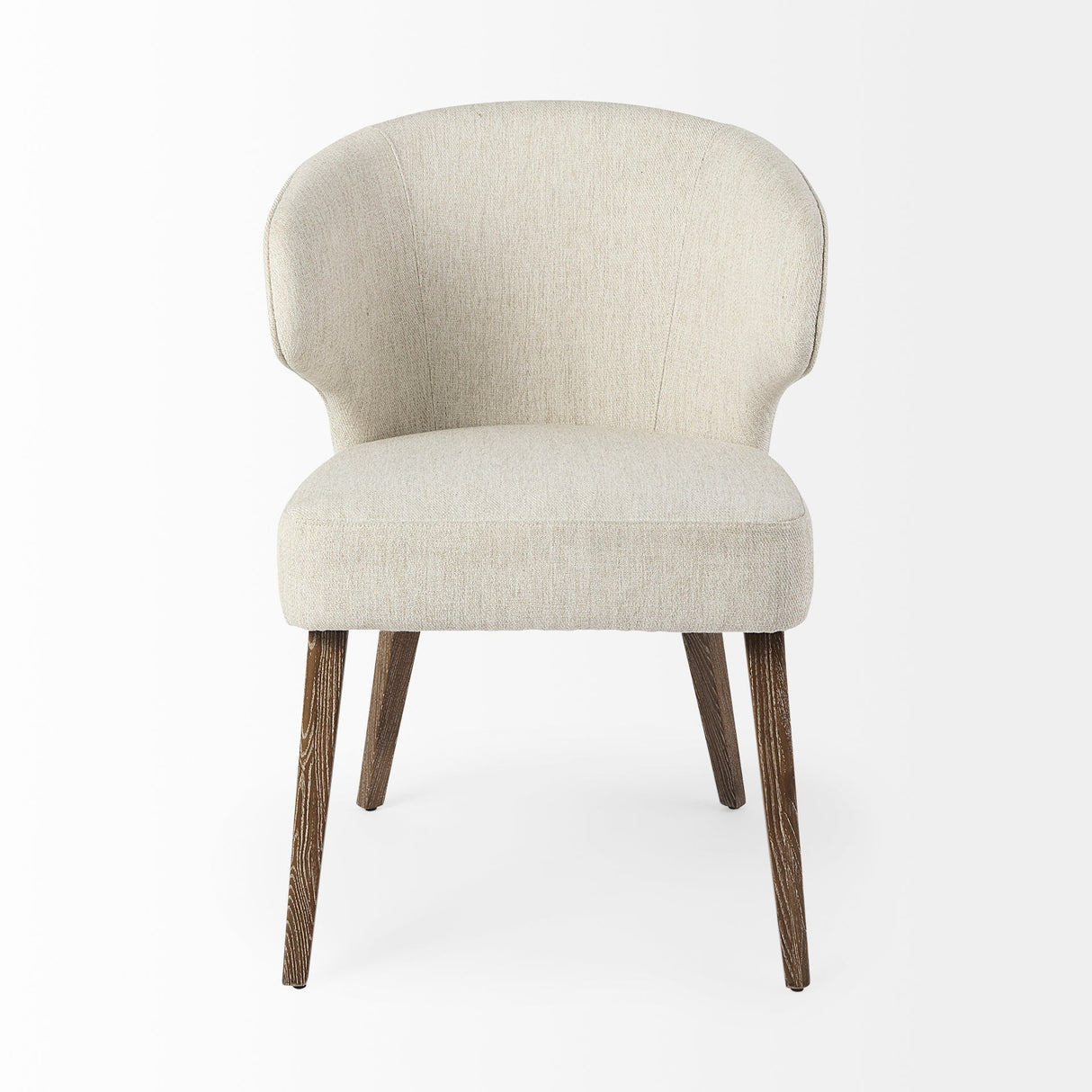 Niles Cream Fabric Seat W/ Medium Brown Wooden Legs Wingback Dining Chair by Mercana at Eve Furniture