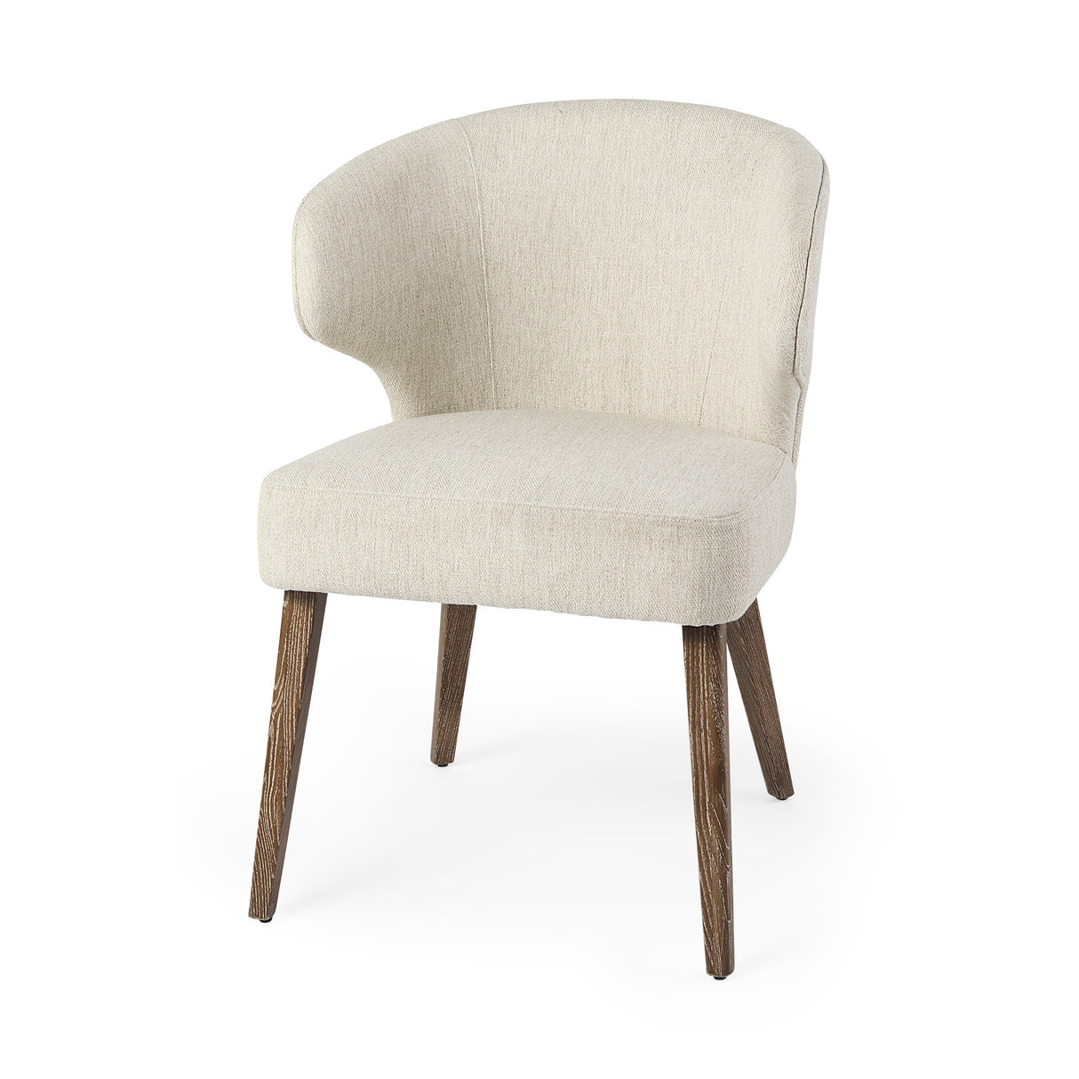 Niles Cream Fabric Seat W/ Medium Brown Wooden Legs Wingback Dining Chair by Mercana at Eve Furniture