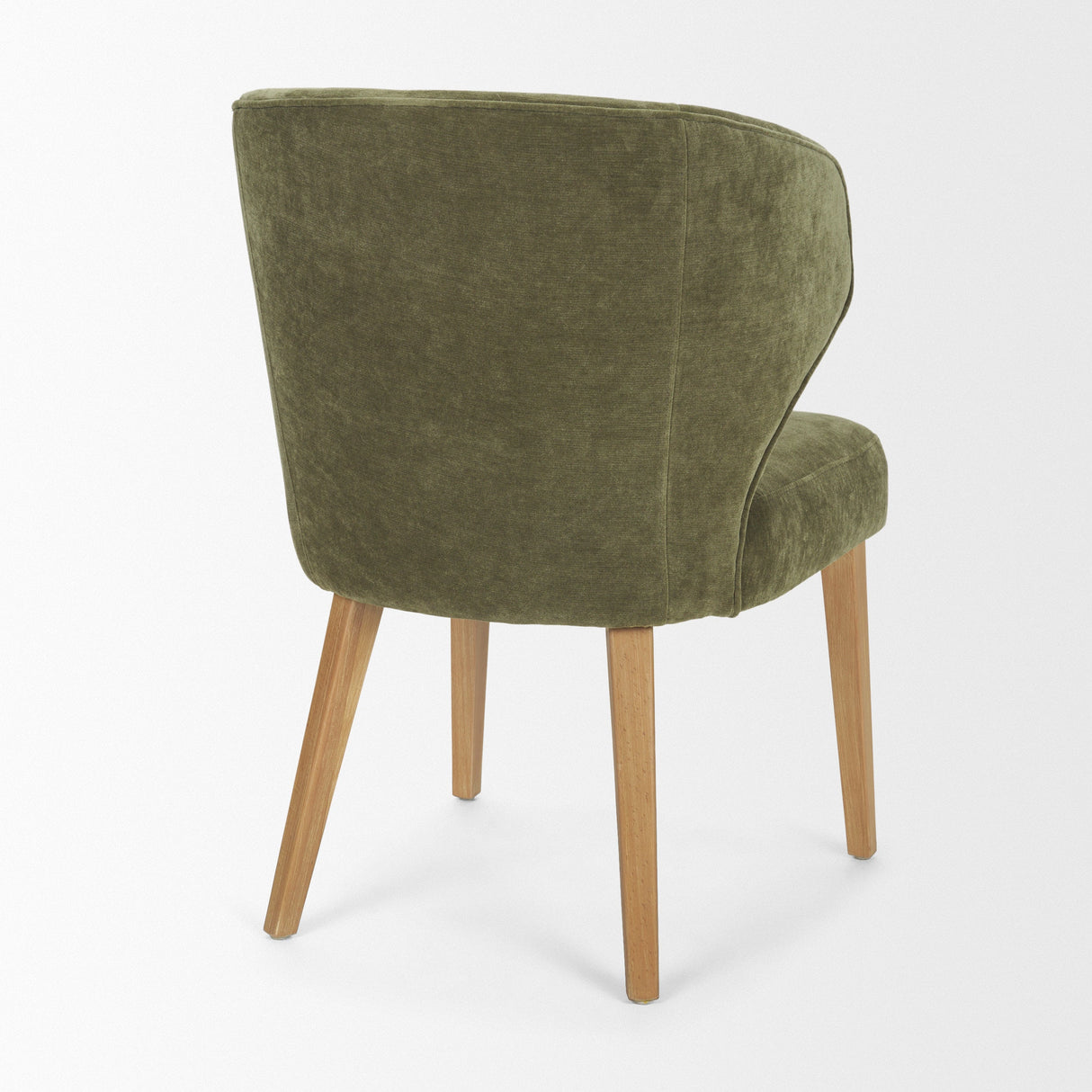 Niles Moss Olive Fabric Seat W/ Mid Brown Wooden Legs Wingback Dining Chair by Mercana at Eve Furniture