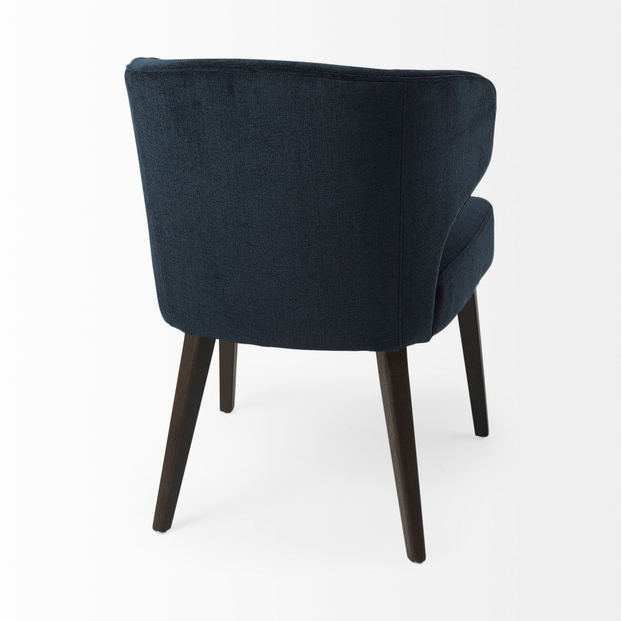 Niles Navy Fabric Seat W/ Dark Brown Wooden Legs Wingback Dining Chair (Andes 600) by Mercana at Eve Furniture