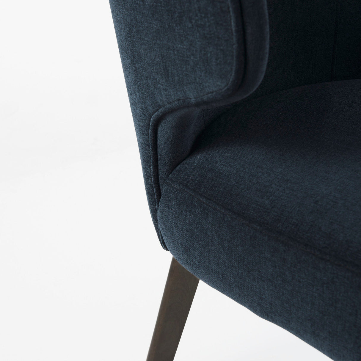 Niles Navy Fabric Seat W/ Dark Brown Wooden Legs Wingback Dining Chair (Andes 600) by Mercana at Eve Furniture