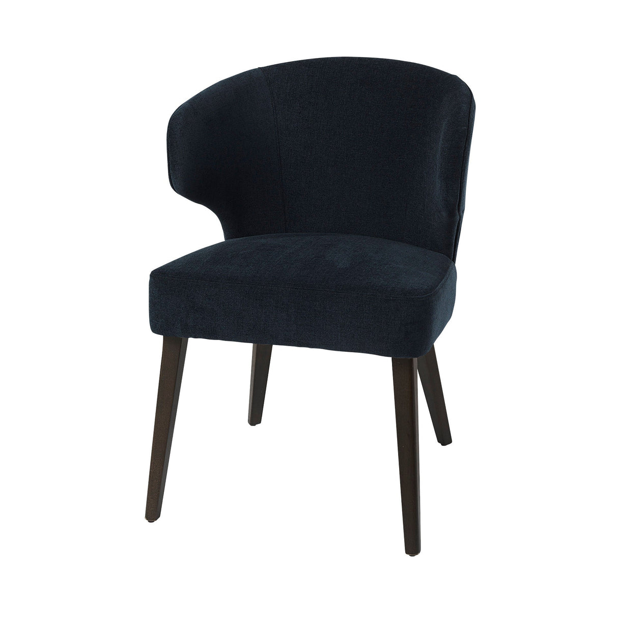 Niles Navy Fabric Seat W/ Dark Brown Wooden Legs Wingback Dining Chair (Andes 600) by Mercana at Eve Furniture