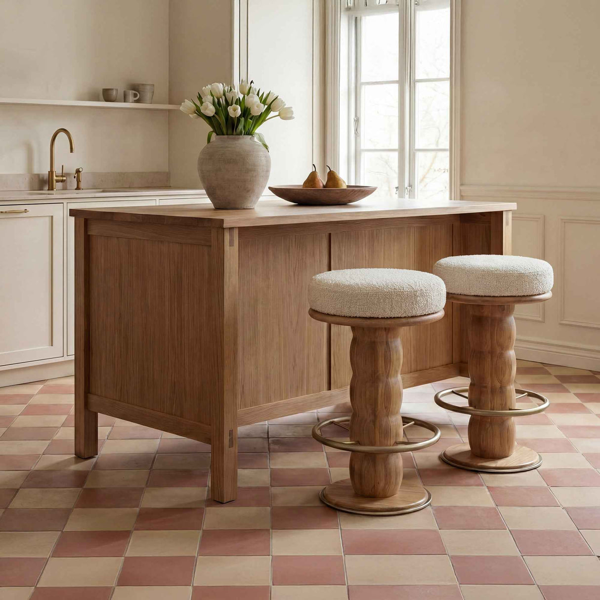 Nio White Mist/Natural Swivel Counter Stool by Moe's Home at Eve Furniture