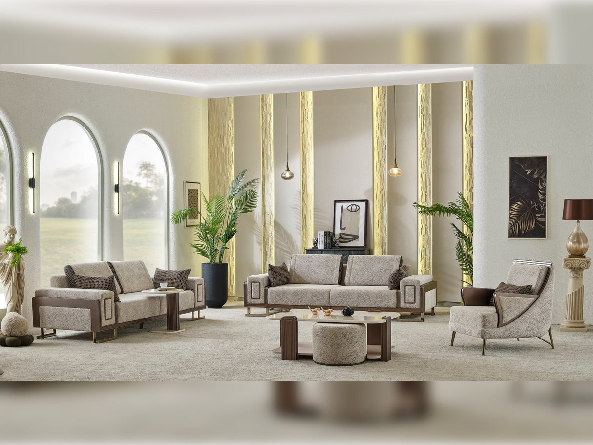 Nirvana 4-pieces (2 Four Seat Sofa & 2 Chair) Livingroom Set Beige by Furnia at Eve Furniture